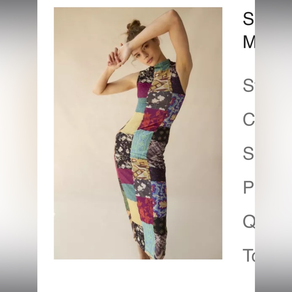 Silence and Noise Urban Outfitters Colorful Patchwork Maxi Dress Size M